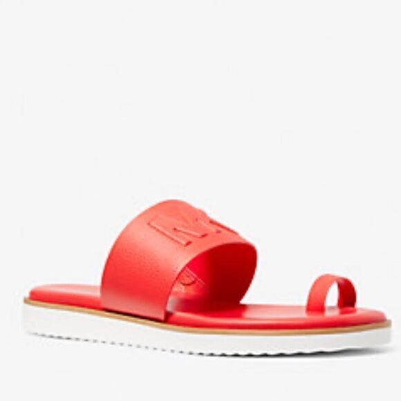 Michael Kors Embossed Faux Leather Slide Sandals‎ - Picture 2 of 7